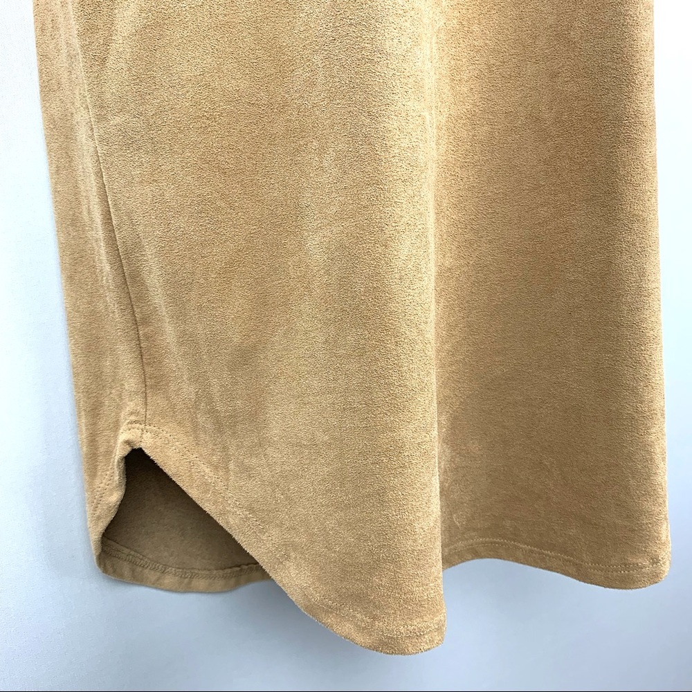 Heart Hips Tan SOFT Short Sleeve Suede-Like Dress - Picture 7 of 8